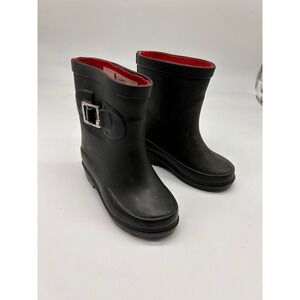Oaki Black Rubber Buckle Rain Boots Kids Size 4 Toddler Child Waterproof
